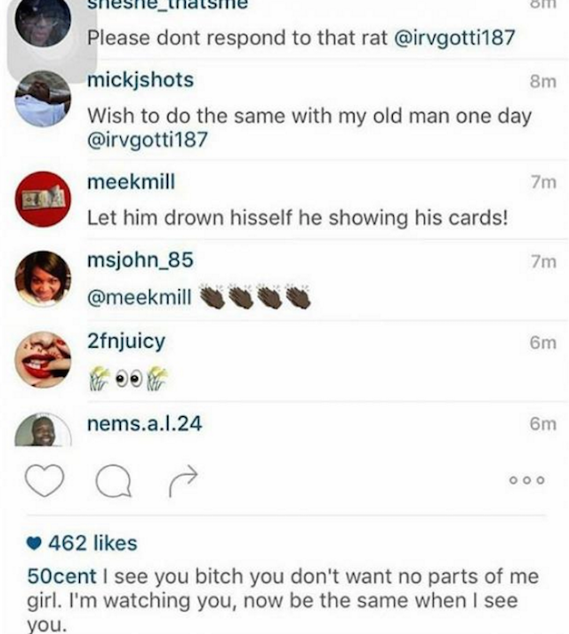 2016 012316 50 Cent Irv Gotti Instagram Father Diss Meek Mill Comment