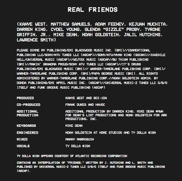 12 Kanye West The Life Of Pablo Real Friends