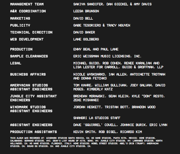 20 Kanye West The Life Of Pablo Credits