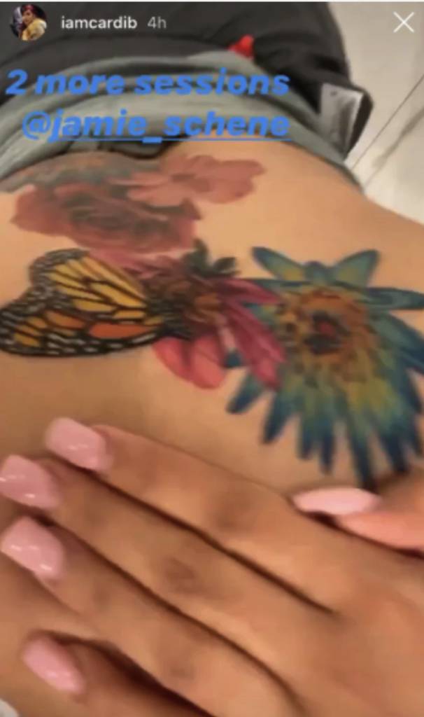 Cardi B Previews Massive Back Tattoo