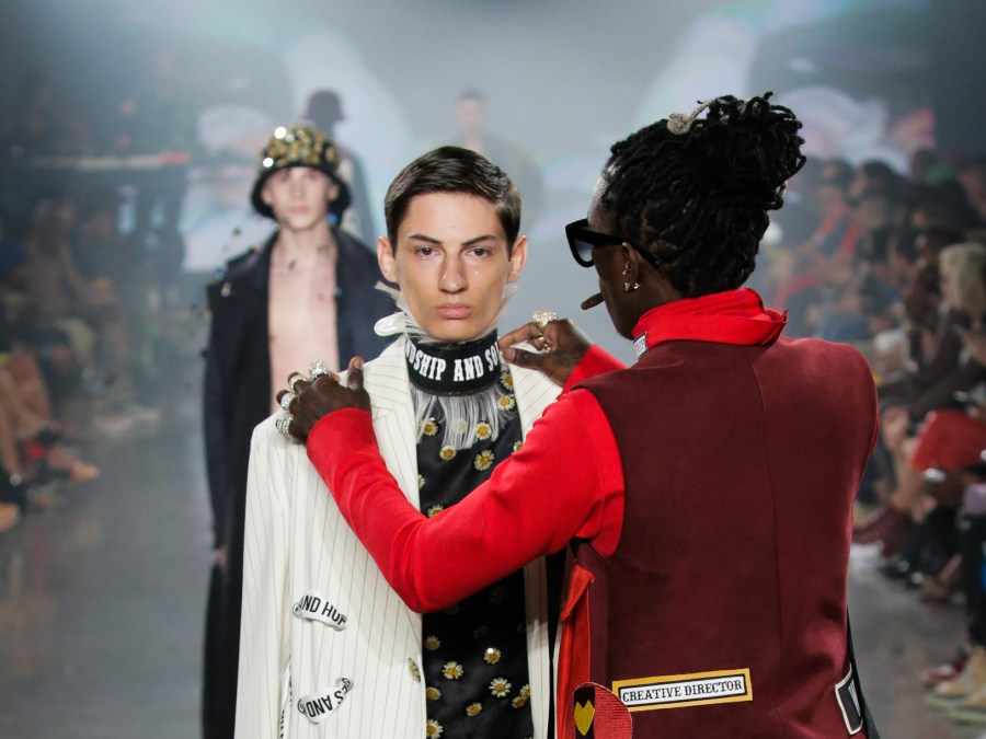 Young thug interrupts VFiles NYFW show to adjust model's collar