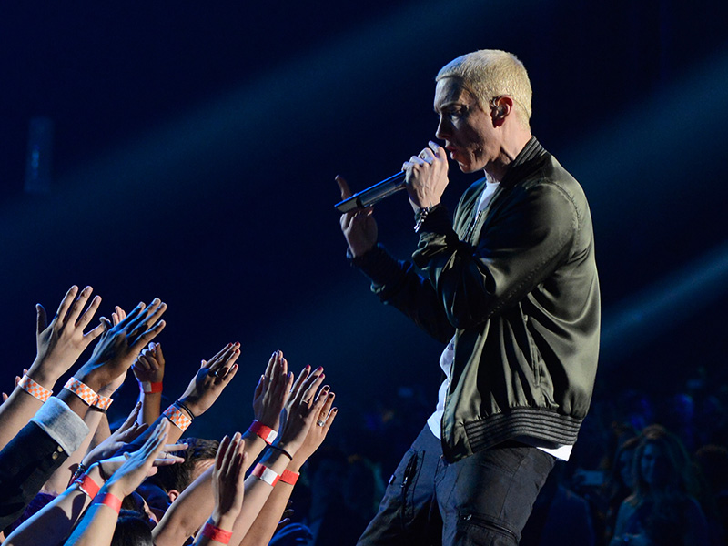 Rapper Eminem performs