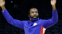 Meek Mill Recreates Classic Front Flip At 76ers Playoff Game