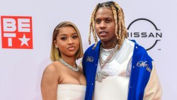 Lil Durk (r) and India Royale (l) attend the 2021 BET Awards