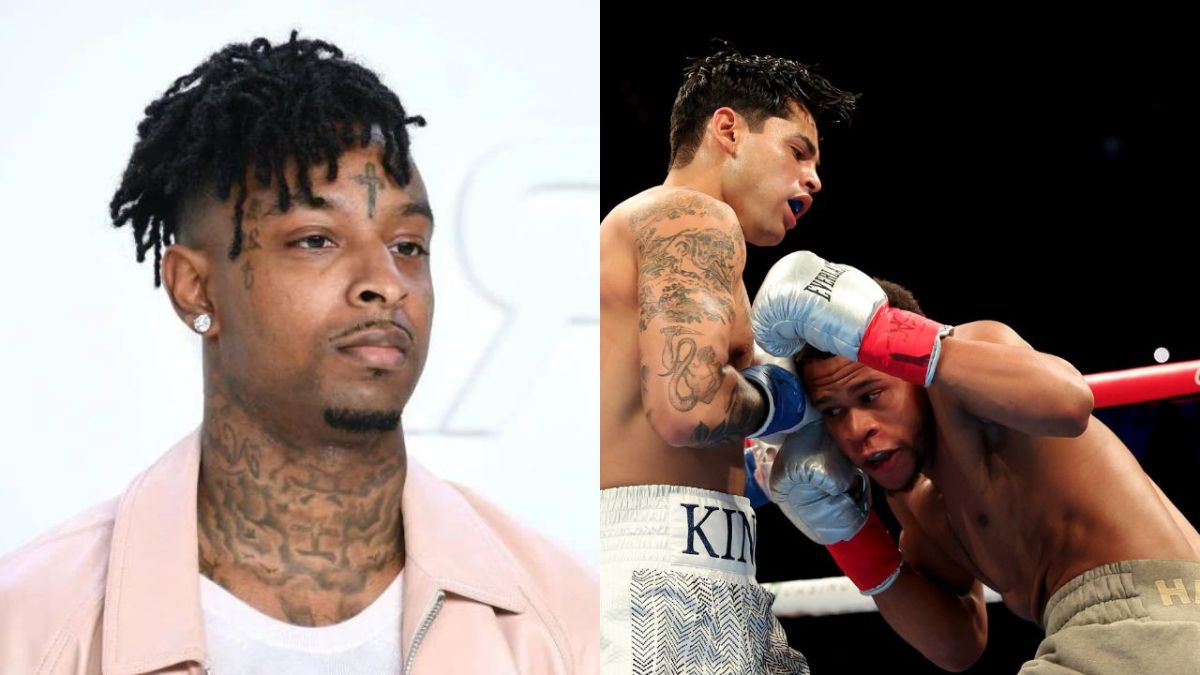 21 Savage Catches Shot From Ryan Garcia After Walking Devin Haney Out Ahead Of Bout